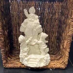 White Bisque Musical Santa and Children Figurine